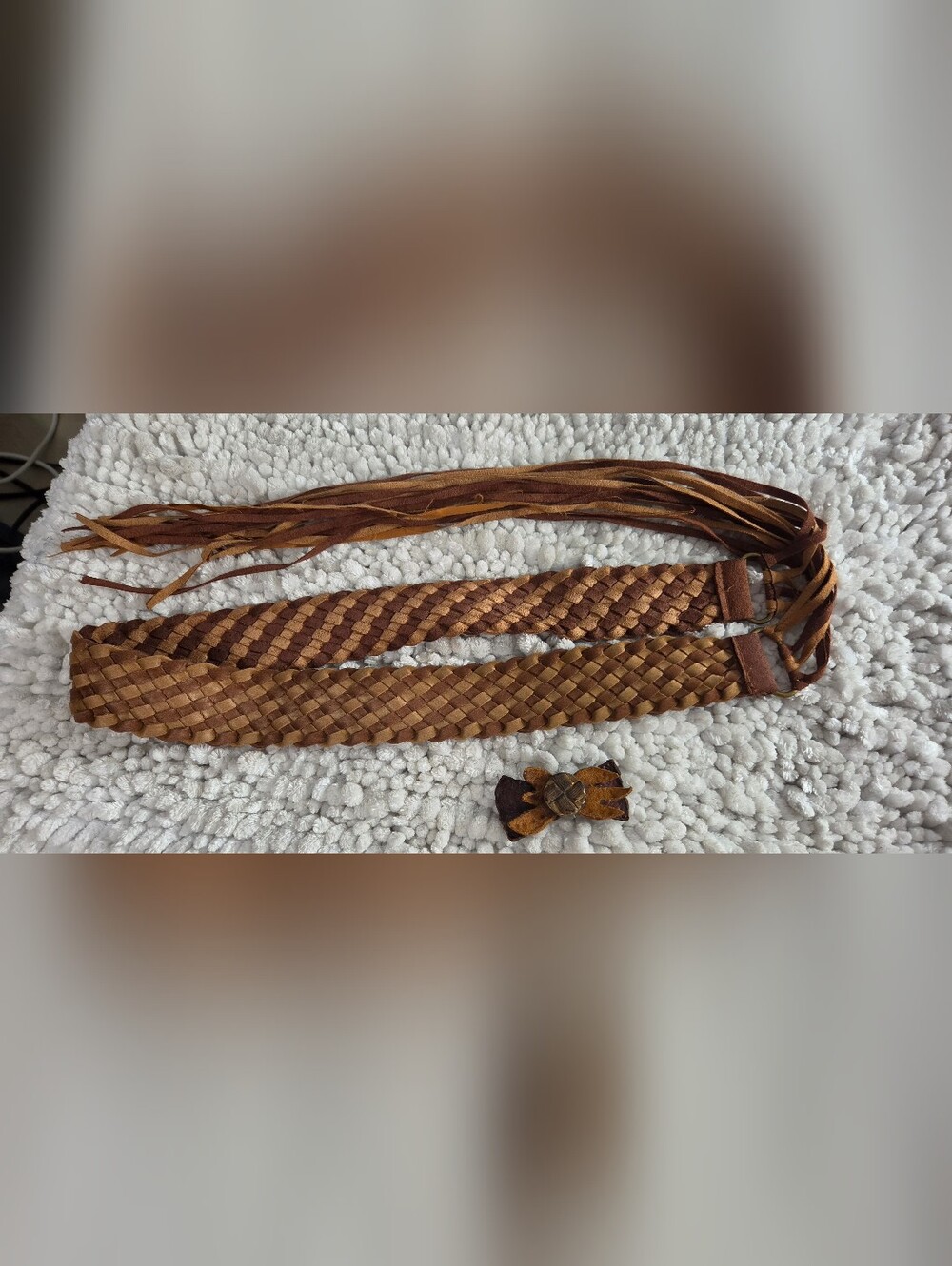 Fringe Western Belt & Handmade Leather Hair Clip Boho Festival Cowgirl Rodeo